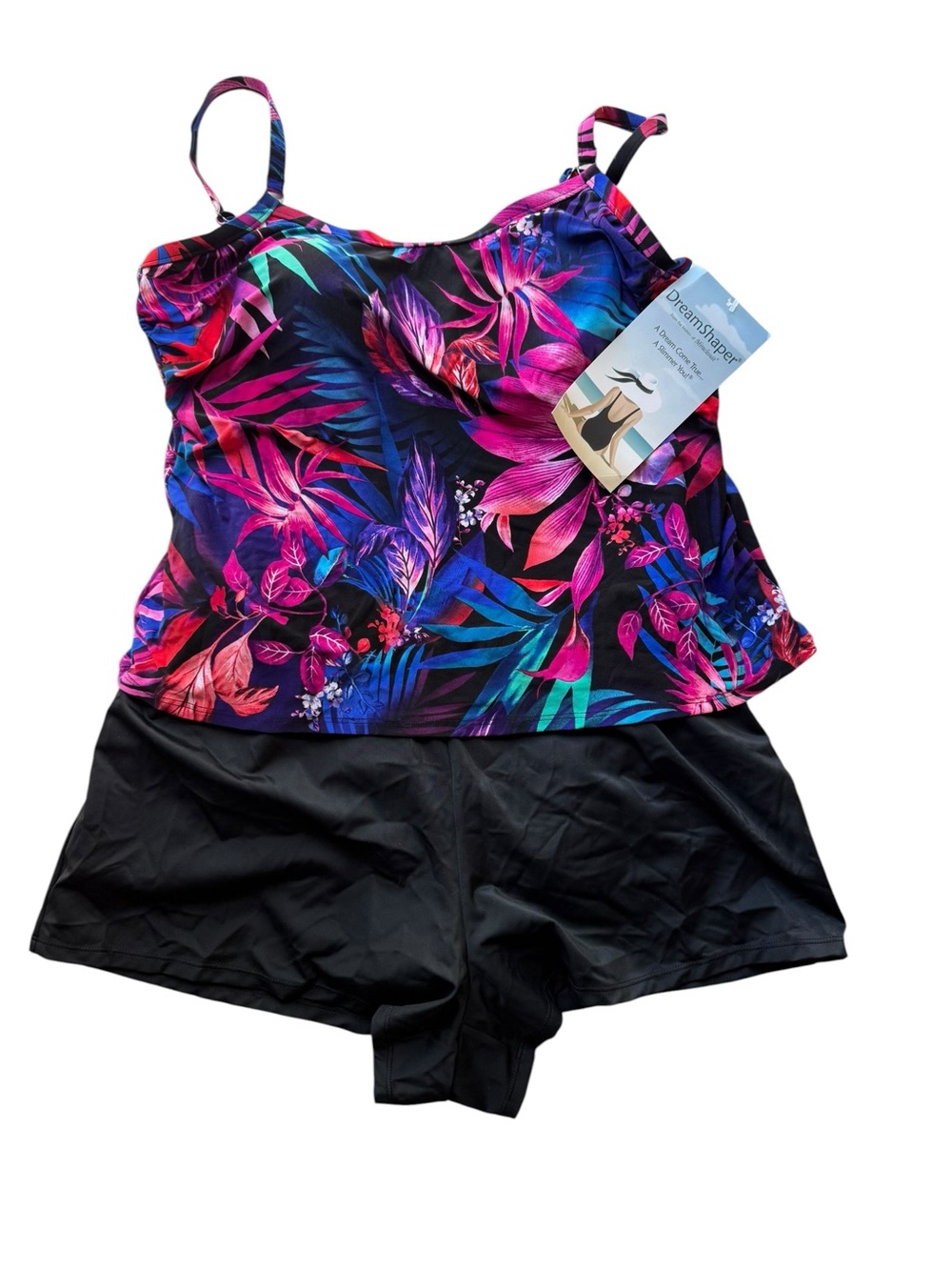Dreamshaper Miracle suit Romper Swimsuit Tank Shorts Pink Floral Size 12 NWT 1pc